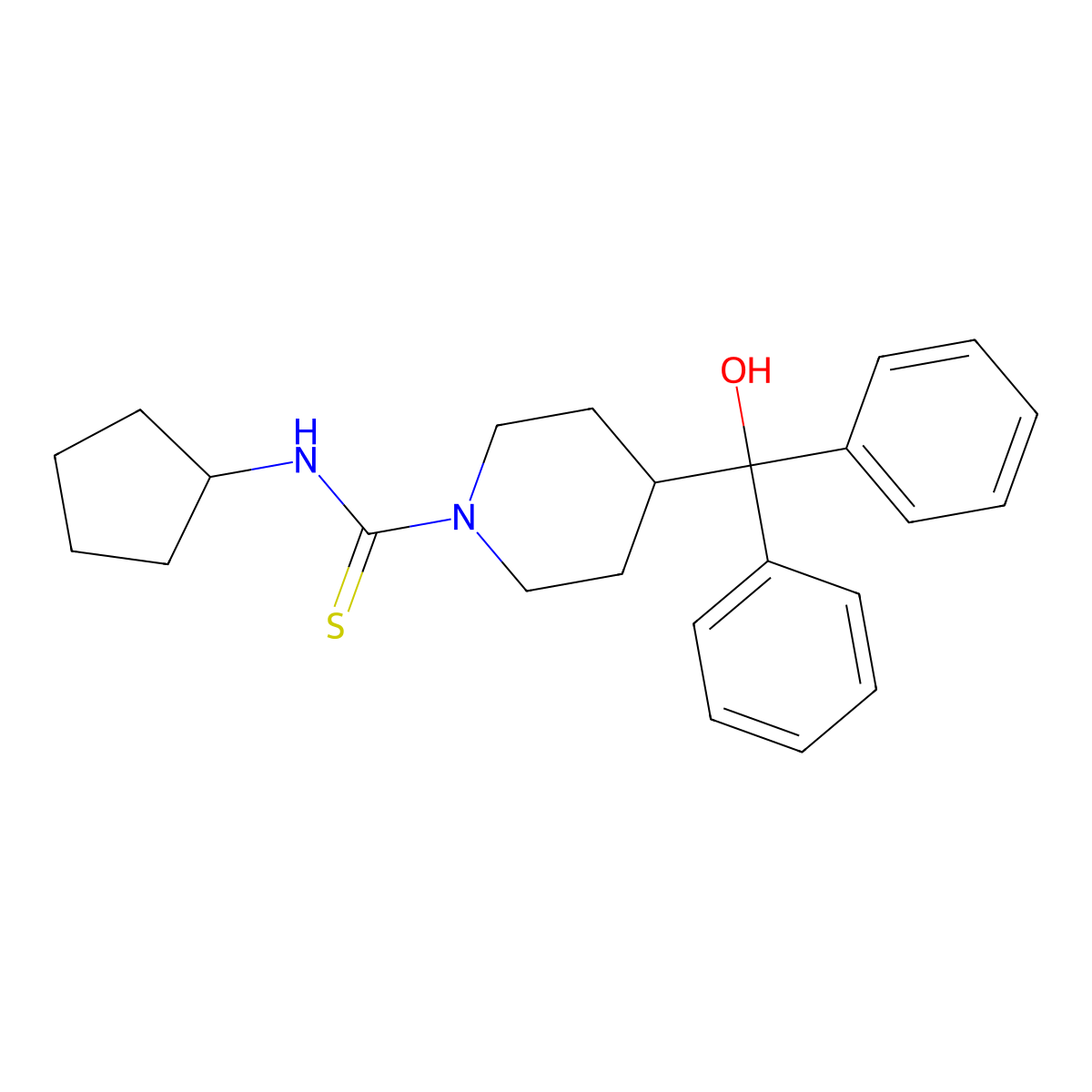 N-cyclopentyl-4-[hydroxy(diphenyl)methyl]piperidine-1-carbothioamide molecular structure, CAS 516459-94-2
