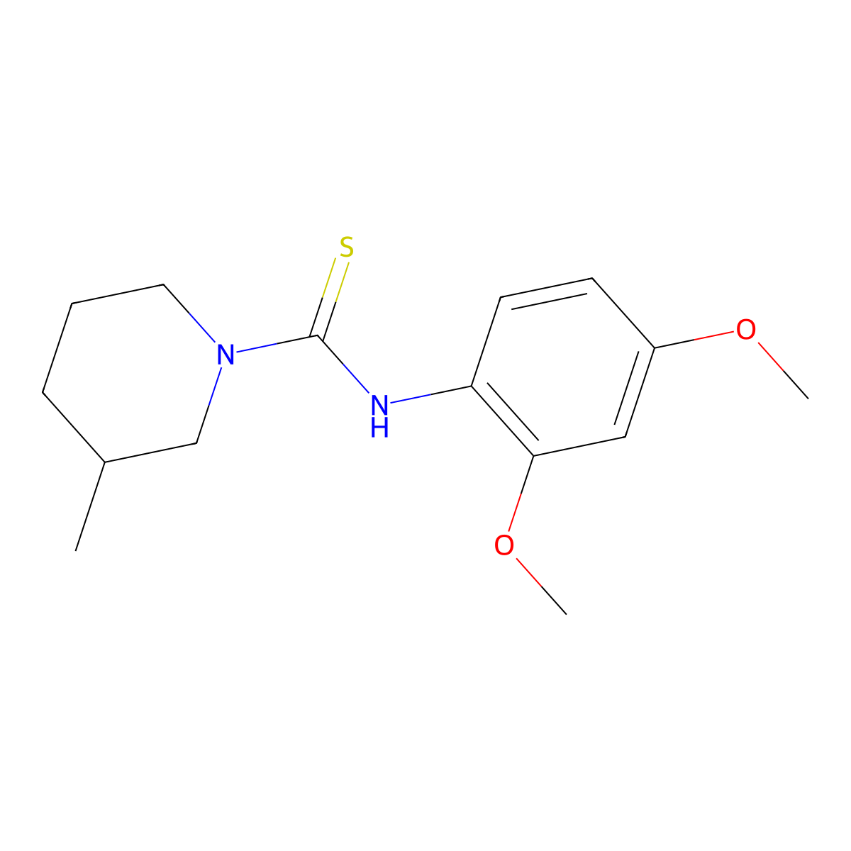 N-(2,4-dimethoxyphenyl)-3-methylpiperidine-1-carbothioamide molecular structure, CAS 516459-98-6