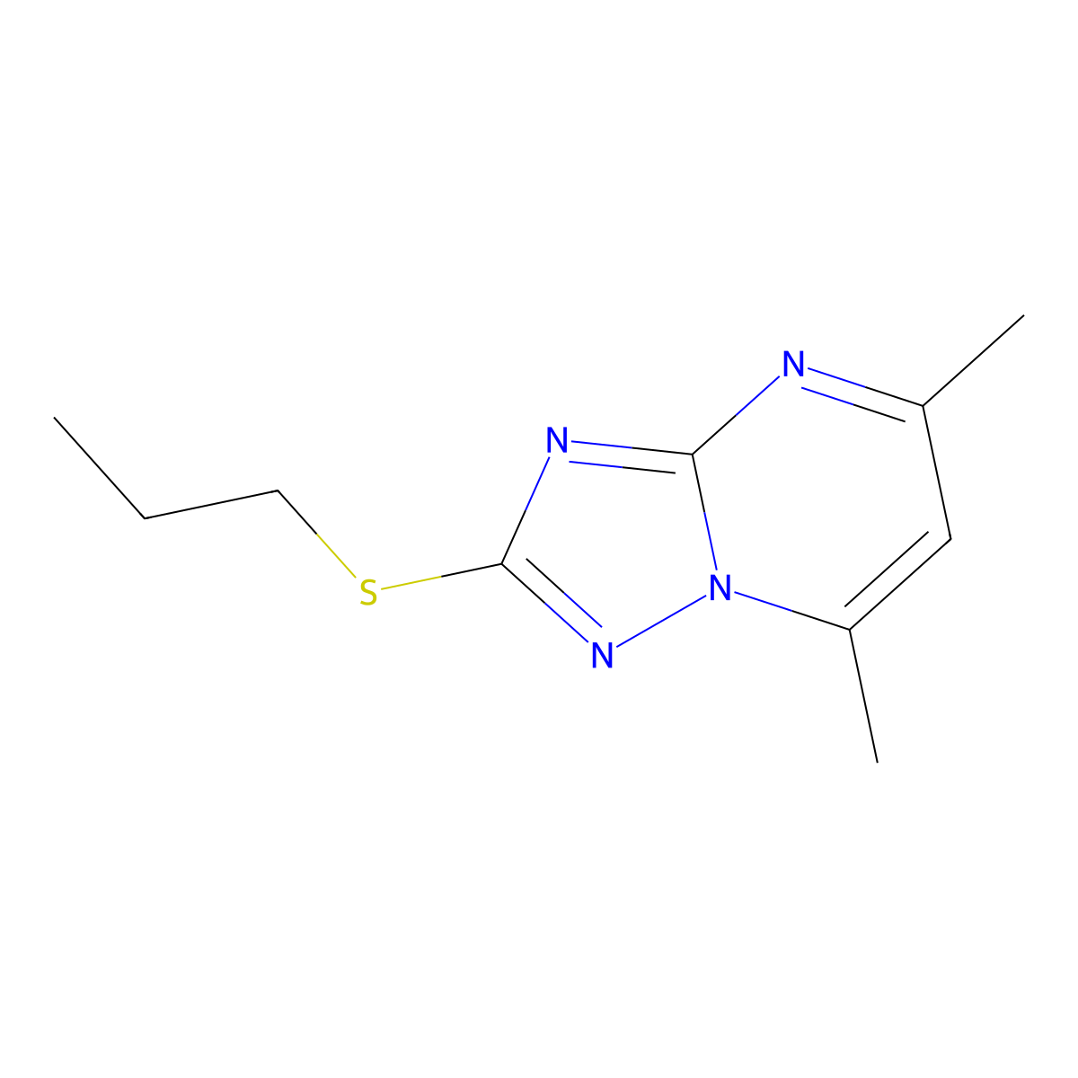 5,7-Dimethyl-2-(propylsulfanyl)[1,2,4]triazolo[1,5-a]pyrimidine molecular structure, CAS 51646-18-5