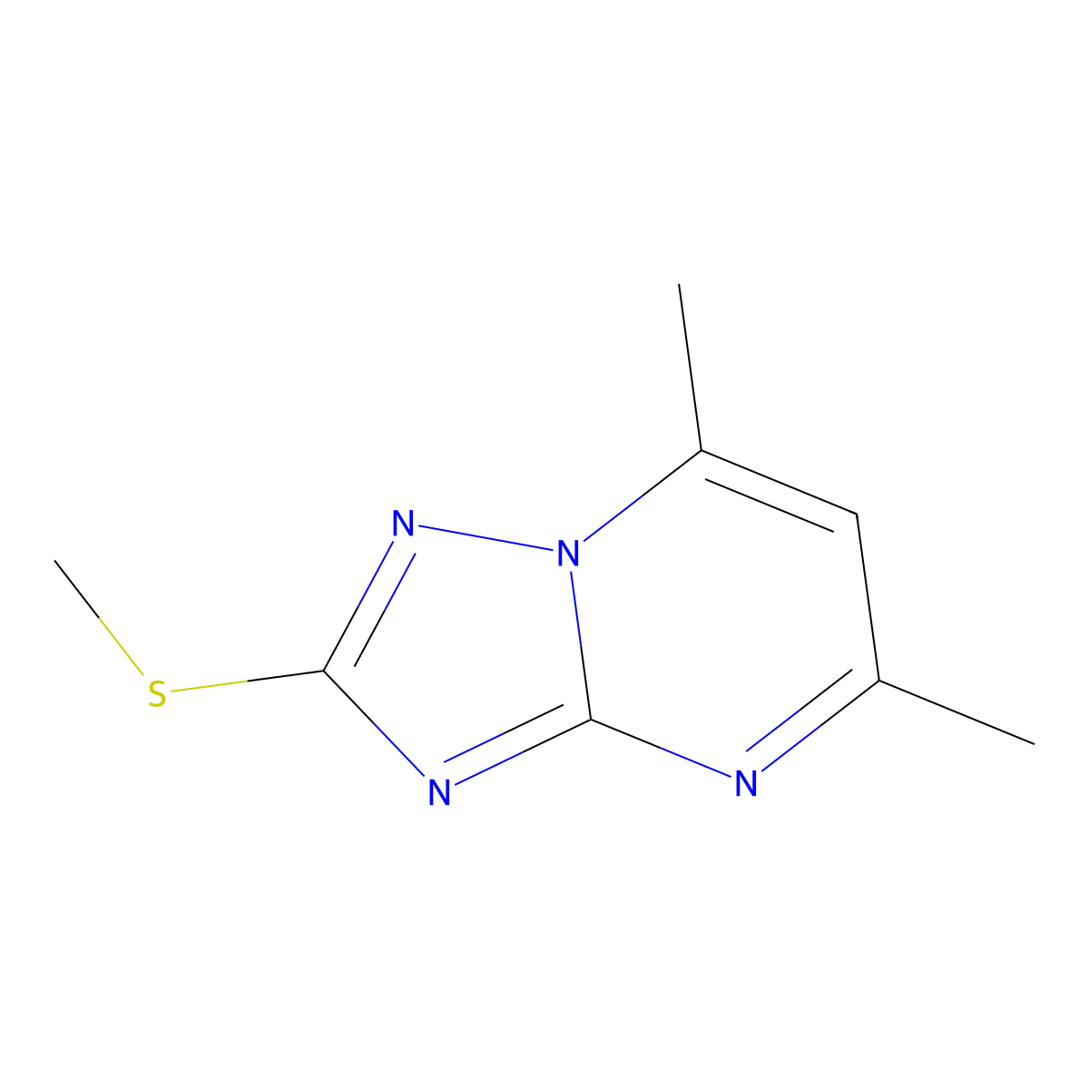5,7-Dimethyl-2-(methylsulfanyl)-[1,2,4]triazolo[1,5-a]pyrimidine molecular structure, CAS 51646-19-6