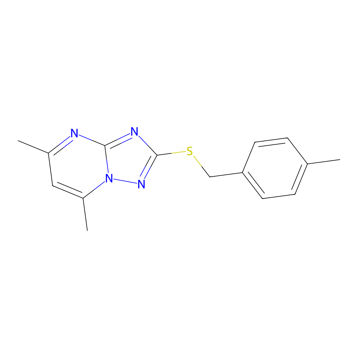 5,7-Dimethyl-2-[(4-methylbenzyl)thio][1,2,4]triazolo[1,5-a]pyrimidine molecular structure, CAS 51646-23-2