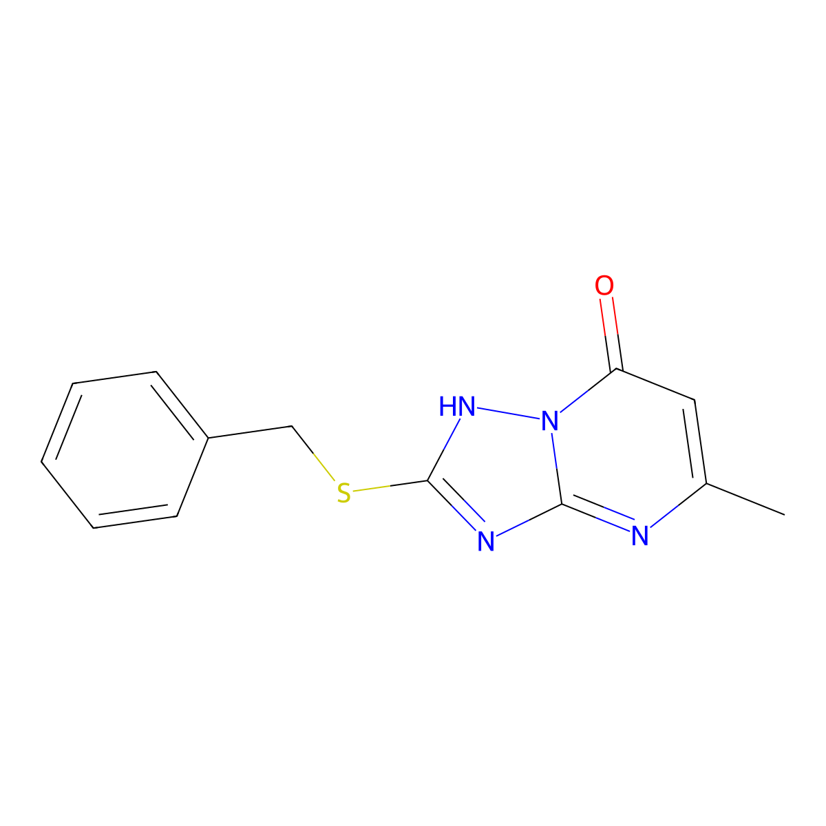 2-Benzylthio-5-methyl-S-triazolo(1,5-A)pyrimidin-7-OL molecular structure, CAS 51646-33-4