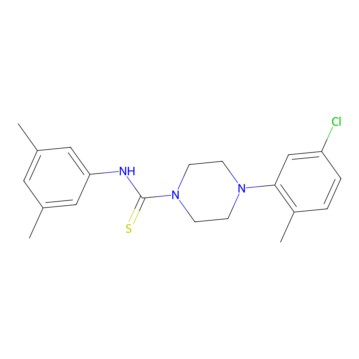 4-(5-chloro-2-methylphenyl)-N-(3,5-dimethylphenyl)piperazine-1-carbothioamide molecular structure, CAS 516460-08-5