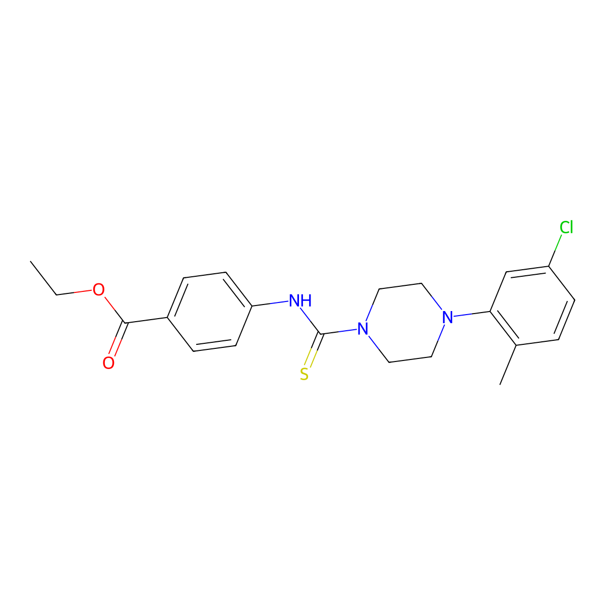 Ethyl 4-({[4-(5-chloro-2-methylphenyl)piperazinyl]thioxomethyl}amino)benzoate molecular structure, CAS 516460-11-0