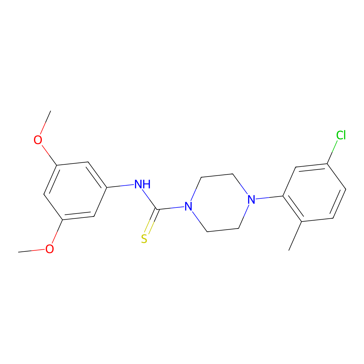 4-(5-chloro-2-methylphenyl)-N-(3,5-dimethoxyphenyl)piperazine-1-carbothioamide molecular structure, CAS 516460-17-6