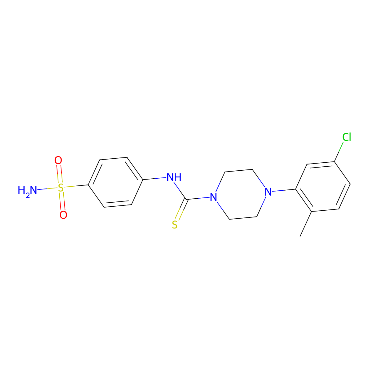 4-(5-chloro-2-methylphenyl)-N-(4-sulfamoylphenyl)piperazine-1-carbothioamide molecular structure, CAS 516460-21-2