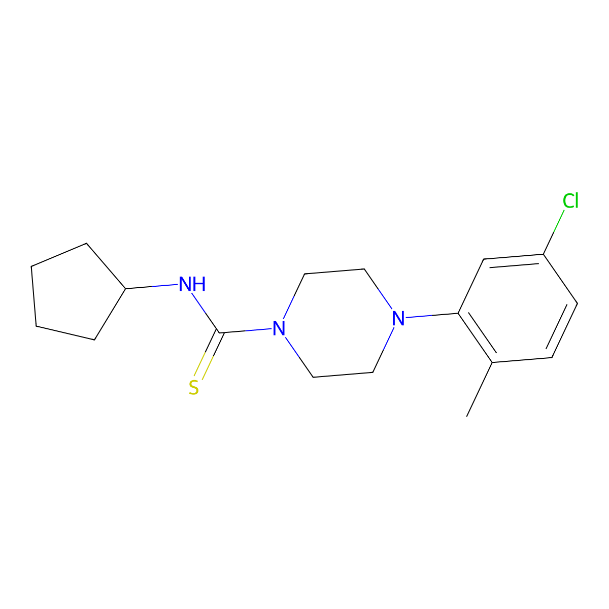 4-(5-chloro-2-methylphenyl)-N-cyclopentylpiperazine-1-carbothioamide molecular structure, CAS 516460-25-6