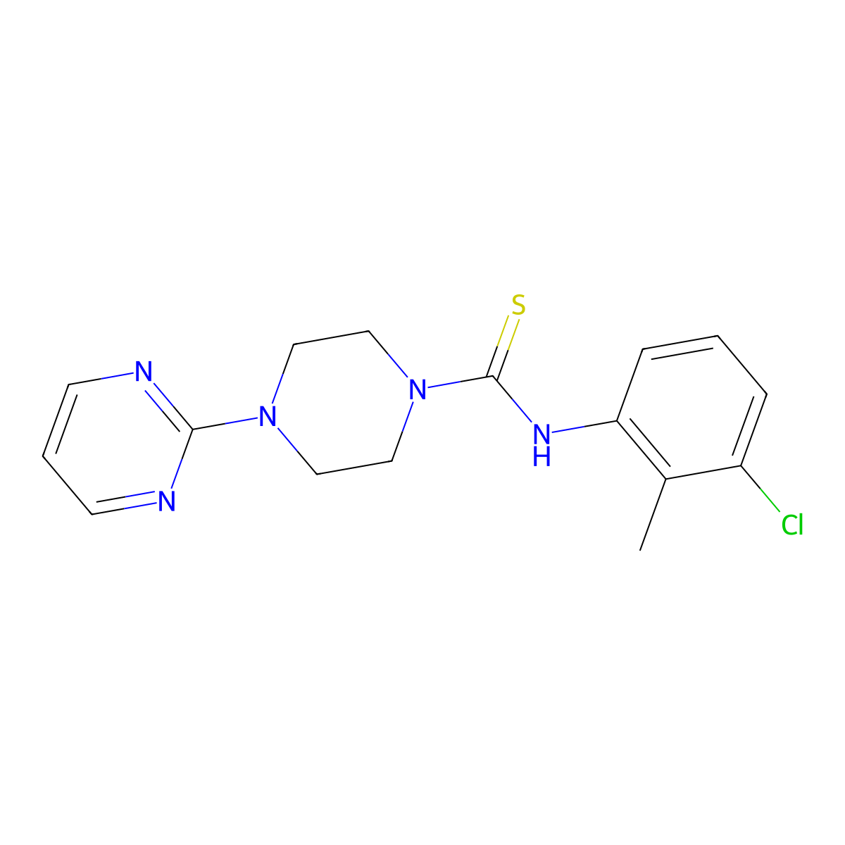 N-(3-chloro-2-methylphenyl)-4-(pyrimidin-2-yl)piperazine-1-carbothioamide molecular structure, CAS 516460-31-4