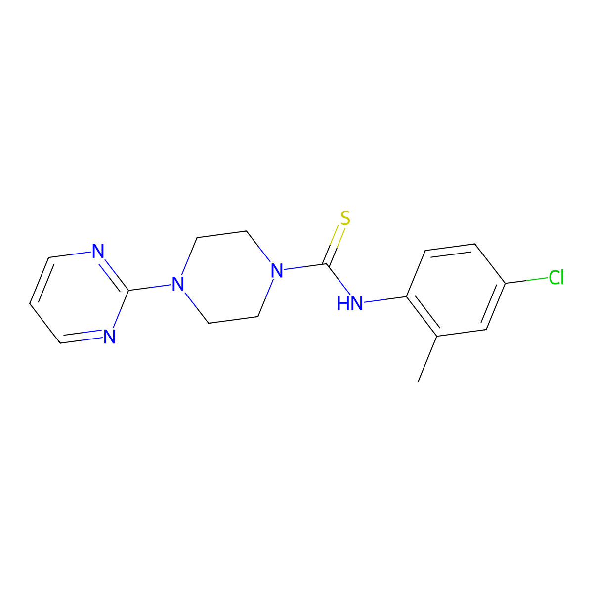 N-(4-chloro-2-methylphenyl)-4-pyrimidin-2-ylpiperazine-1-carbothioamide molecular structure, CAS 516460-33-6