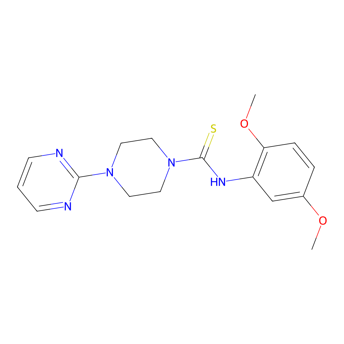 N-(2,5-dimethoxyphenyl)-4-(pyrimidin-2-yl)piperazine-1-carbothioamide molecular structure, CAS 516460-38-1