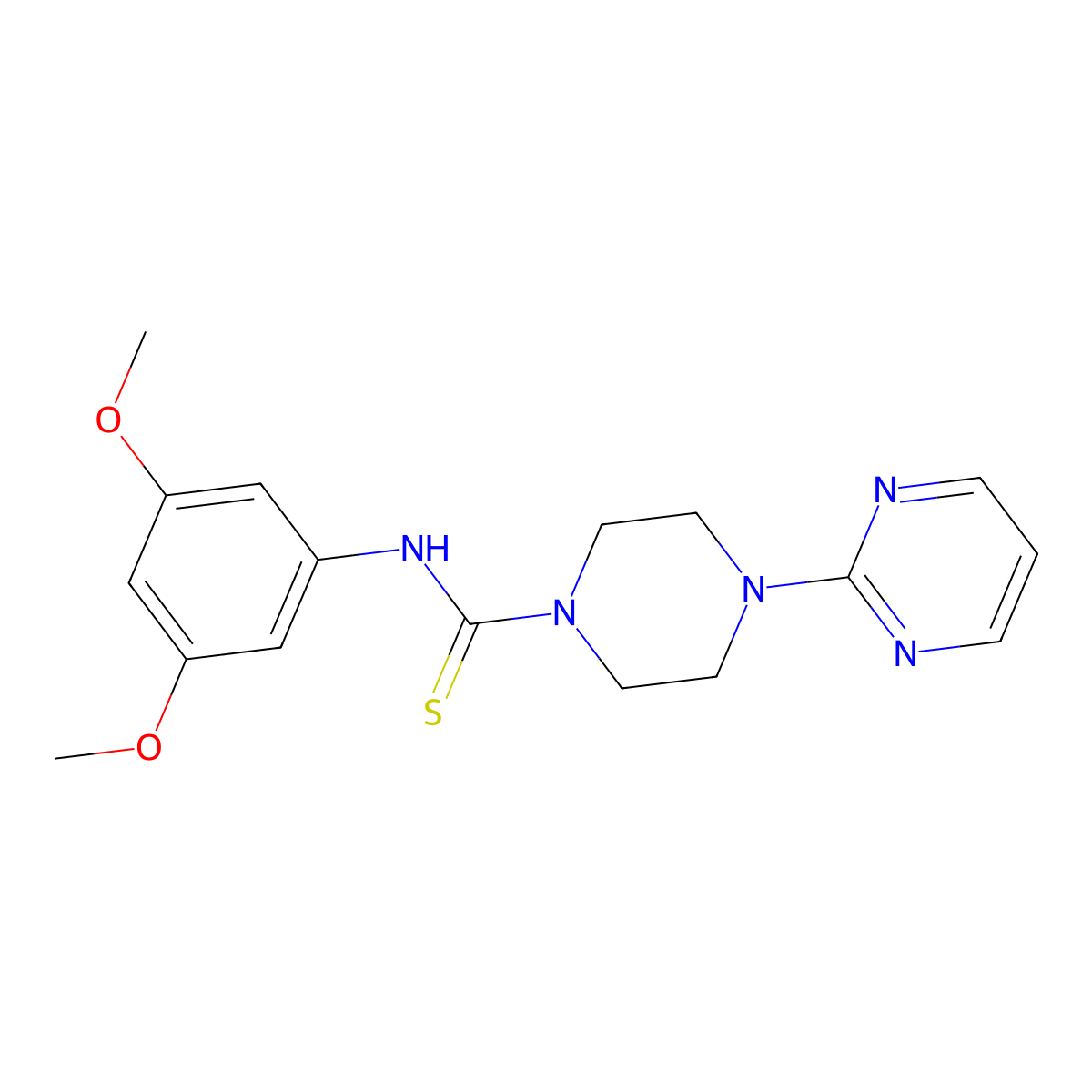 N-(3,5-dimethoxyphenyl)-4-pyrimidin-2-ylpiperazine-1-carbothioamide molecular structure, CAS 516460-40-5
