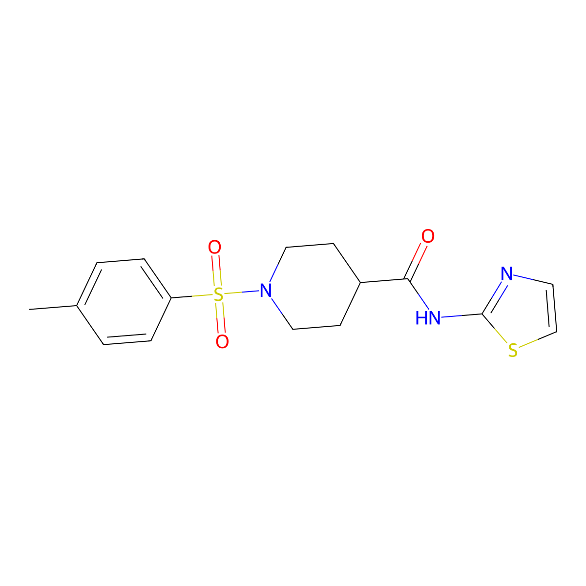 1-(4-Methylbenzenesulfonyl)-N-(1,3-thiazol-2-YL)piperidine-4-carboxamide molecular structure, CAS 516460-51-8