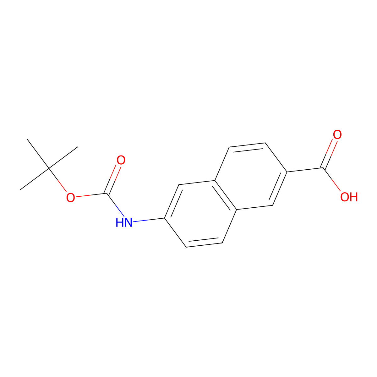 6-(((Tert-butoxy)carbonyl)amino)naphthalene-2-carboxylic acid molecular structure, CAS 516465-99-9