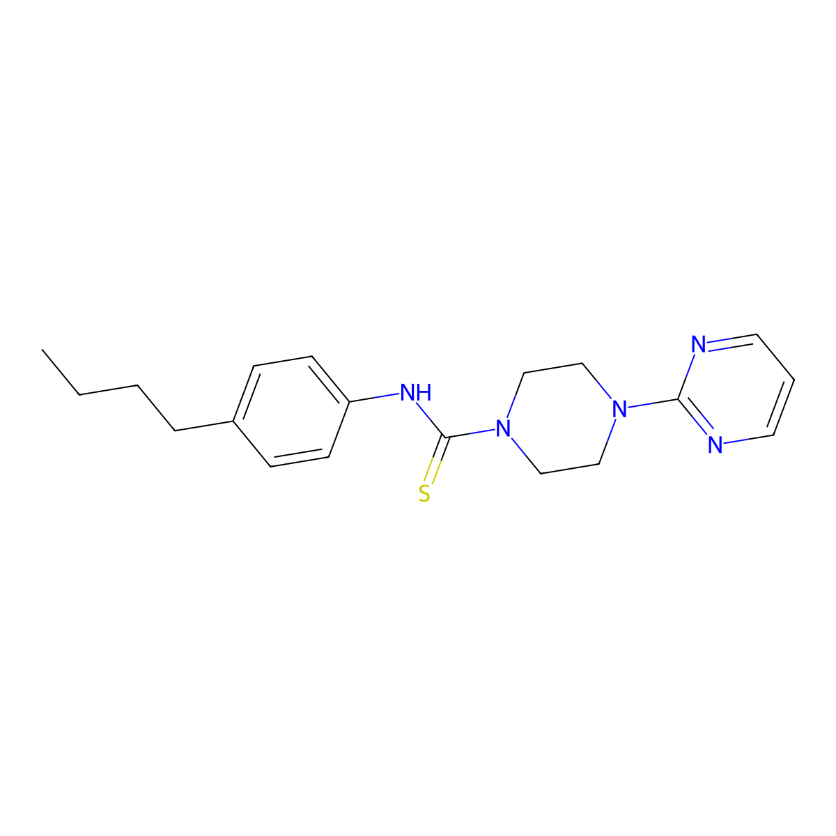 N-(4-butylphenyl)-4-(2-pyrimidinyl)-1-piperazinecarbothioamide molecular structure, CAS 516466-31-2
