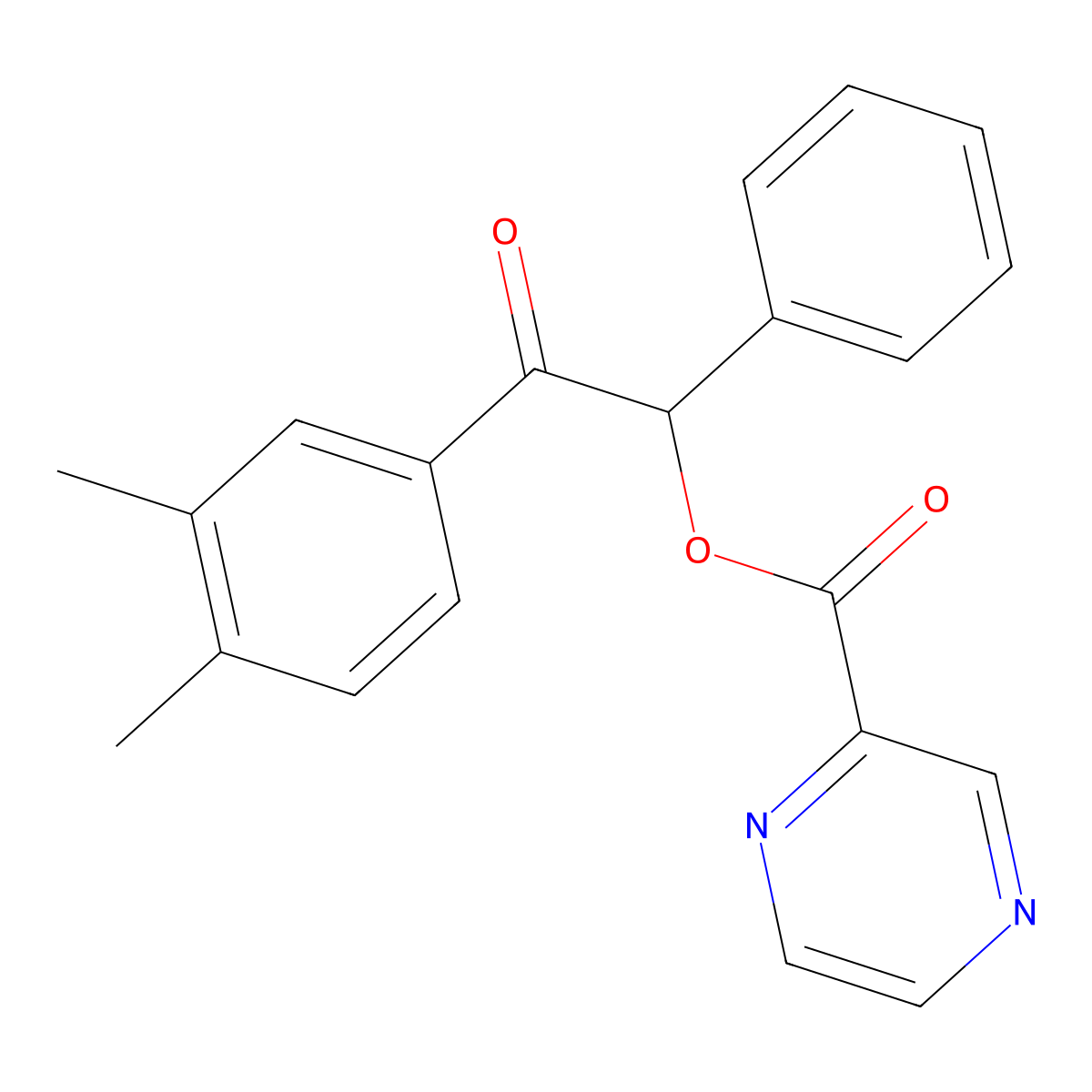 2-(3,4-Dimethylphenyl)-2-oxo-1-phenylethyl 2-pyrazinecarboxylate molecular structure, CAS 516467-22-4