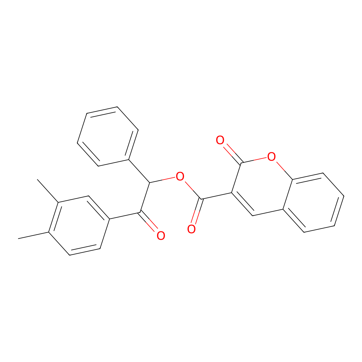 2-(3,4-dimethylphenyl)-2-oxo-1-phenylethyl 2-oxo-2H-chromene-3-carboxylate molecular structure, CAS 516467-27-9