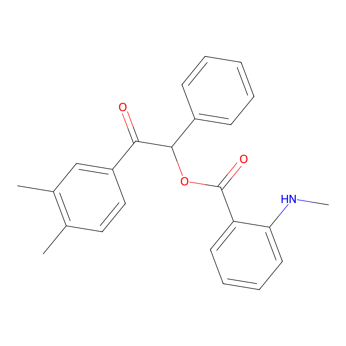 2-(3,4-Dimethylphenyl)-2-oxo-1-phenylethyl 2-(methylamino)benzoate molecular structure, CAS 516467-39-3