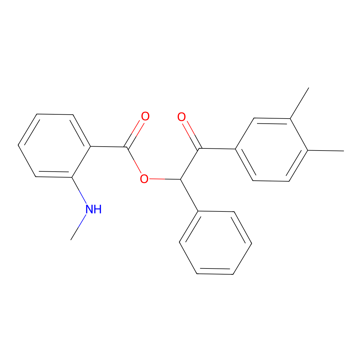 2-(3,4-Dimethylphenyl)-2-oxo-1-phenylethyl 2-(methylamino)benzoate molecular structure, CAS 516467-39-3