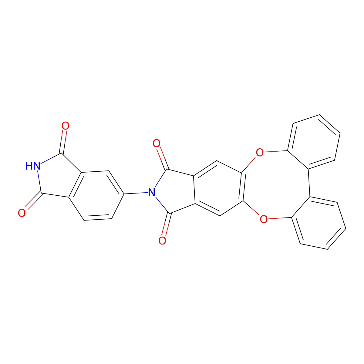 12-(1,3-dioxoisoindolin-5-yl)-11H-dibenzo[5,6:7,8][1,4]dioxocino[2,3-f]isoindole-11,13(12H)-dione molecular structure, CAS 516467-94-0