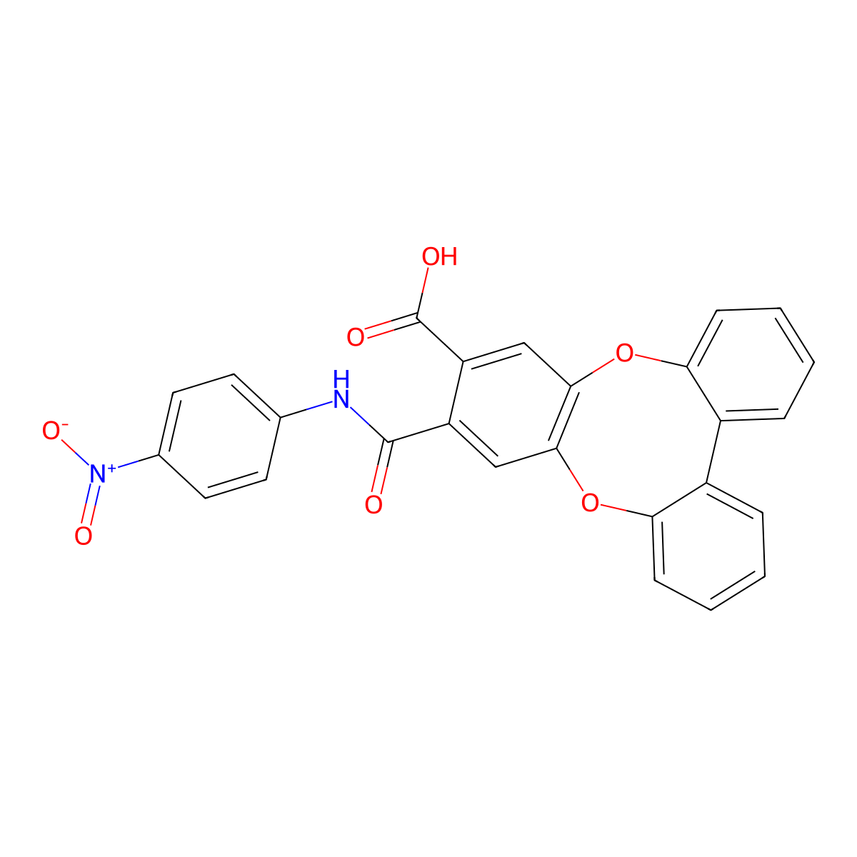 8-((4-Nitrophenyl)carbamoyl)tribenzo[b,e,g][1,4]dioxocine-7-carboxylic acid molecular structure, CAS 516467-96-2