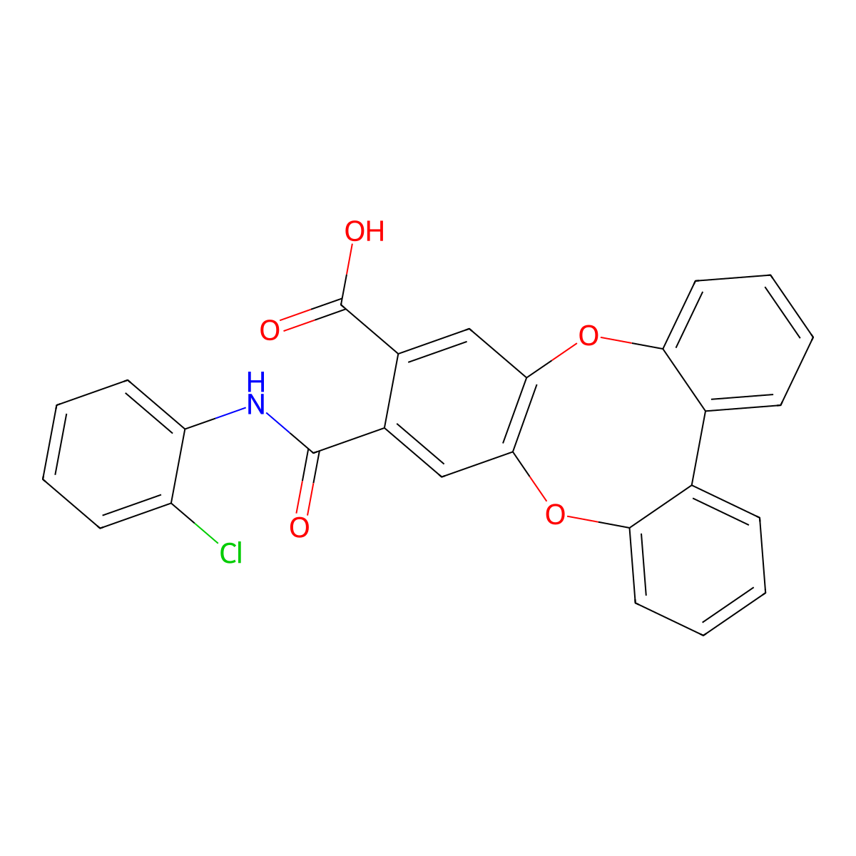 8-((2-Chlorophenyl)carbamoyl)tribenzo[b,e,g][1,4]dioxocine-7-carboxylic acid molecular structure, CAS 516467-97-3