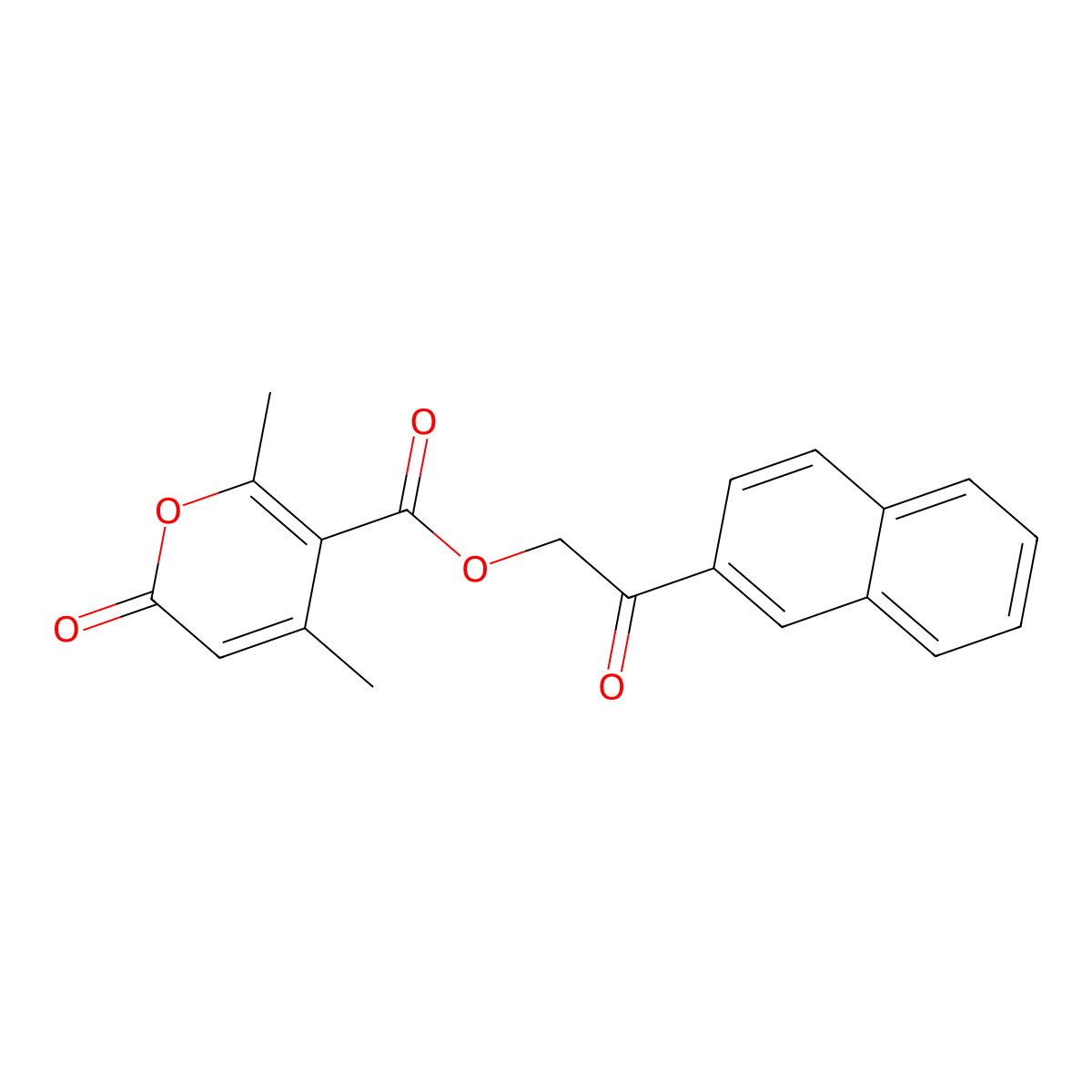 (2-Naphthalen-2-yl-2-oxoethyl) 2,4-dimethyl-6-oxopyran-3-carboxylate molecular structure, CAS 516468-77-2