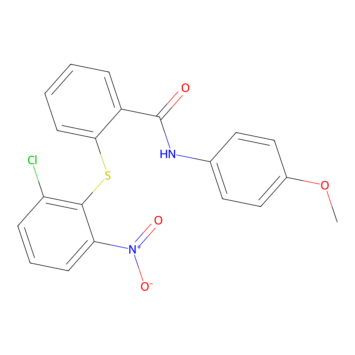2-(2-chloro-6-nitrophenyl)sulfanyl-N-(4-methoxyphenyl)benzamide molecular structure, CAS 516469-07-1