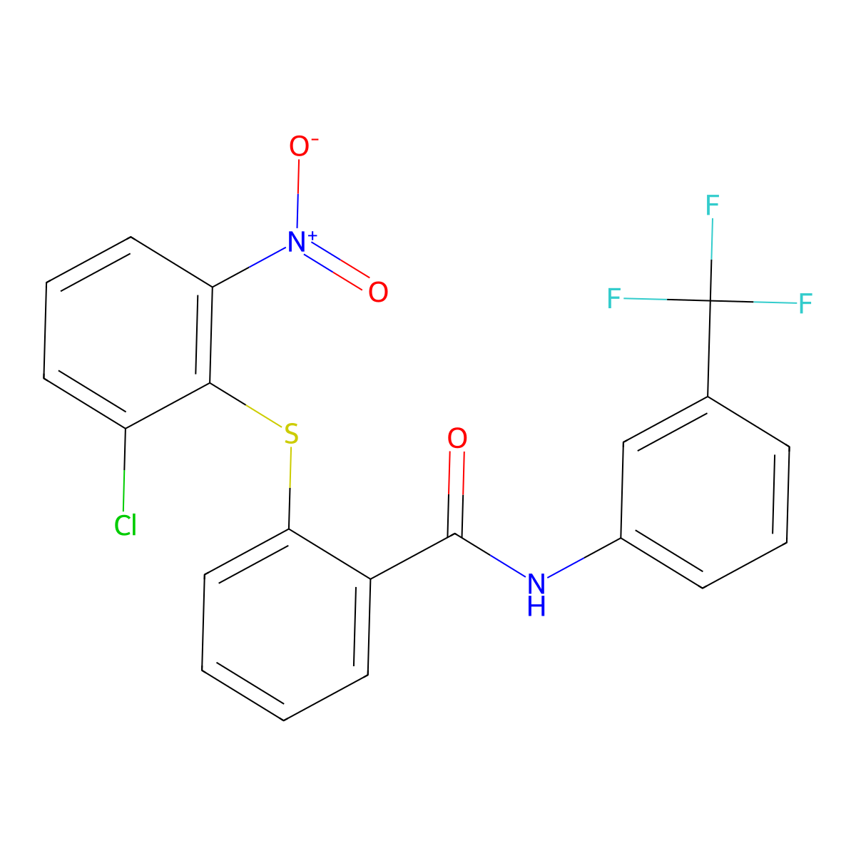 2-(2-chloro-6-nitrophenyl)sulfanyl-N-[3-(trifluoromethyl)phenyl]benzamide molecular structure, CAS 516469-09-3