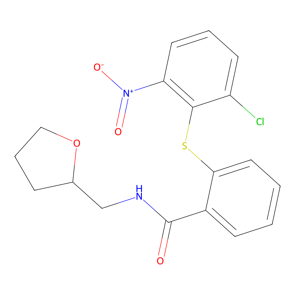 2-(2-chloro-6-nitrophenyl)sulfanyl-N-(oxolan-2-ylmethyl)benzamide molecular structure, CAS 516469-17-3