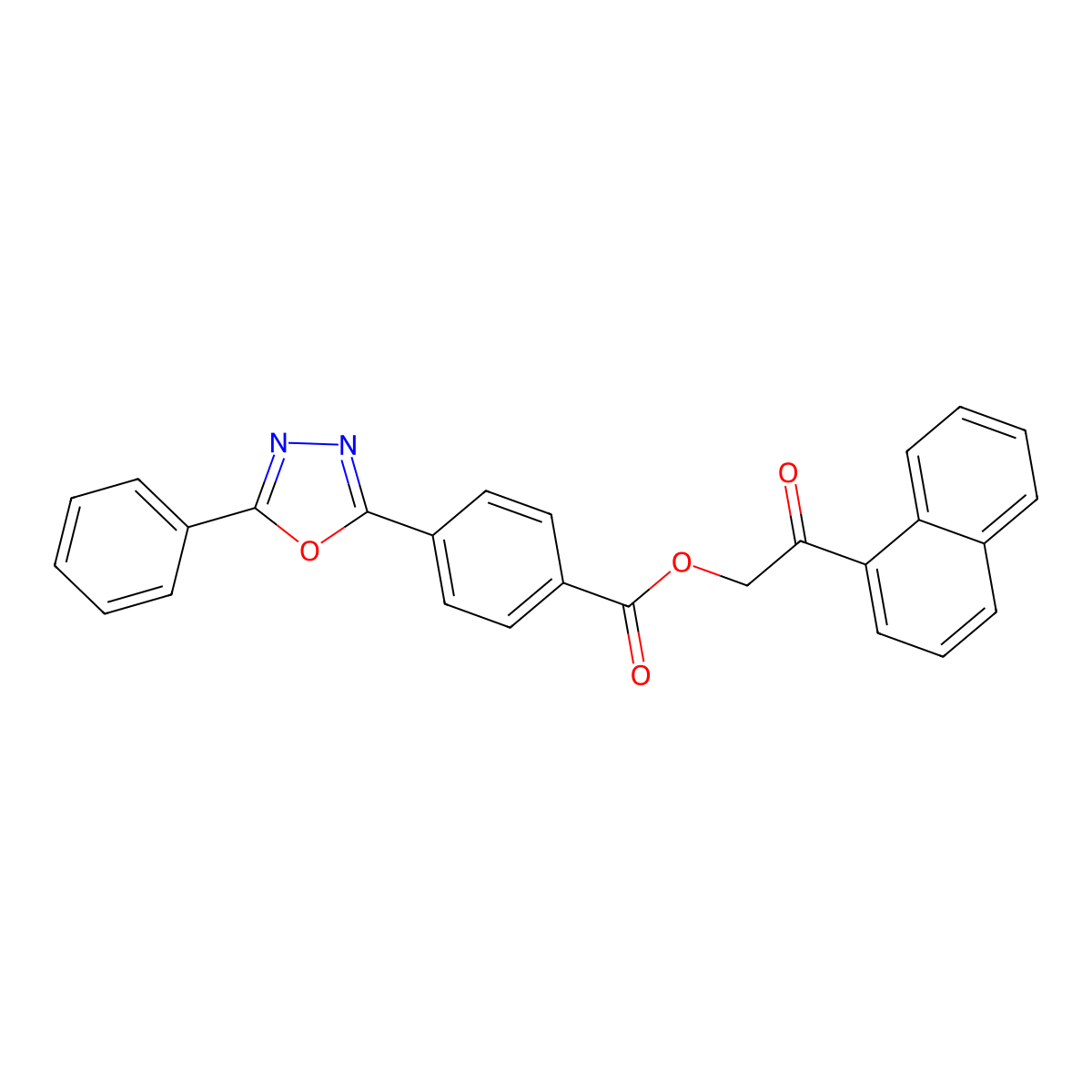 2-(1-Naphthyl)-2-oxoethyl 4-(5-phenyl-1,3,4-oxadiazol-2-yl)benzoate molecular structure, CAS 516469-37-7