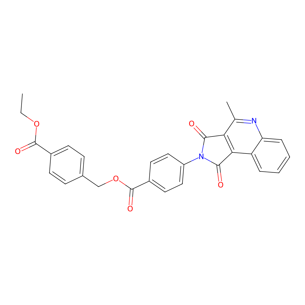 4-(ethoxycarbonyl)benzyl 4-(4-methyl-1,3-dioxo-1,3-dihydro-2H-pyrrolo[3,4-c]quinolin-2-yl)benzoate molecular structure, CAS 516469-66-2