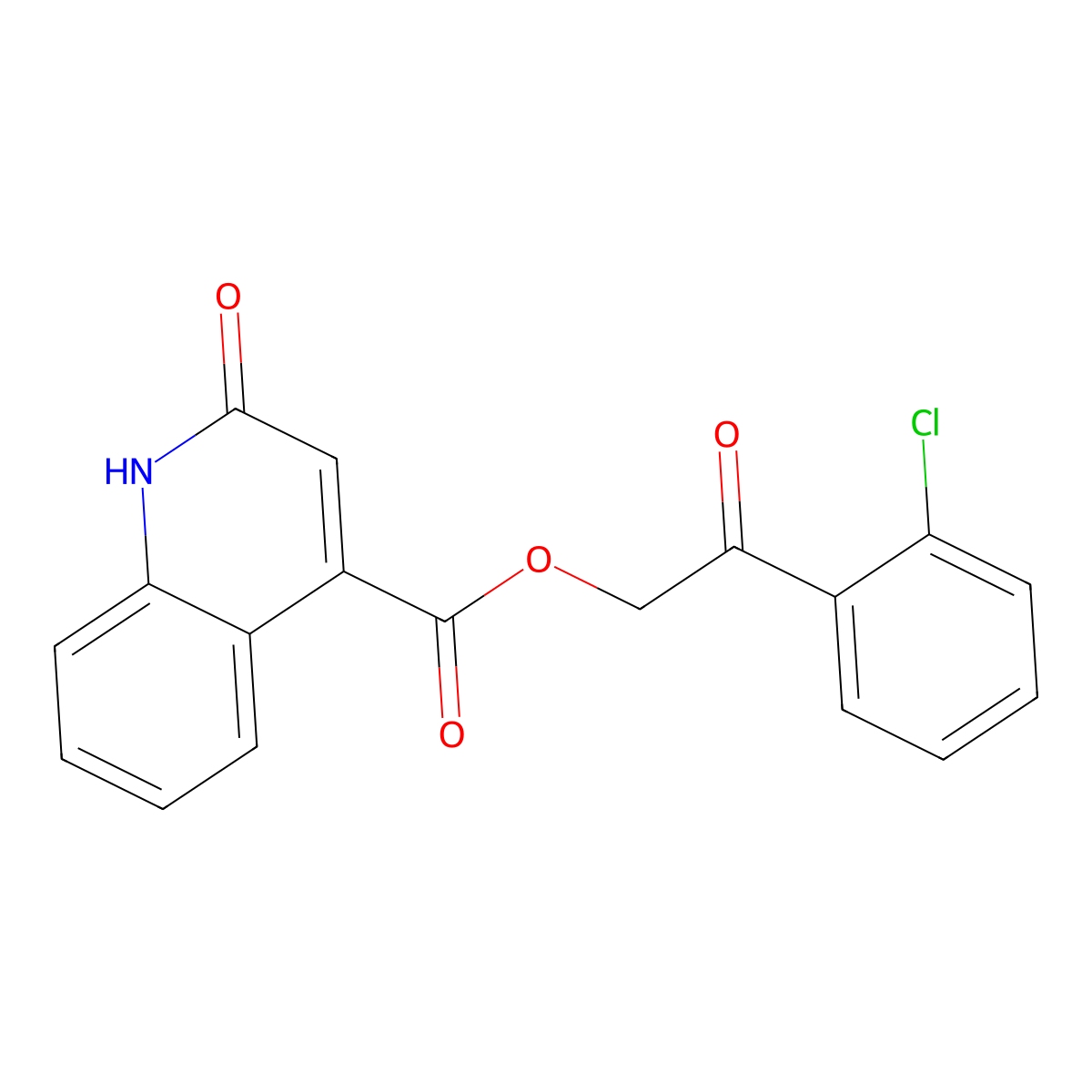 2-(2-Chlorophenyl)-2-oxoethyl 2-hydroxy-4-quinolinecarboxylate molecular structure, CAS 516469-91-3
