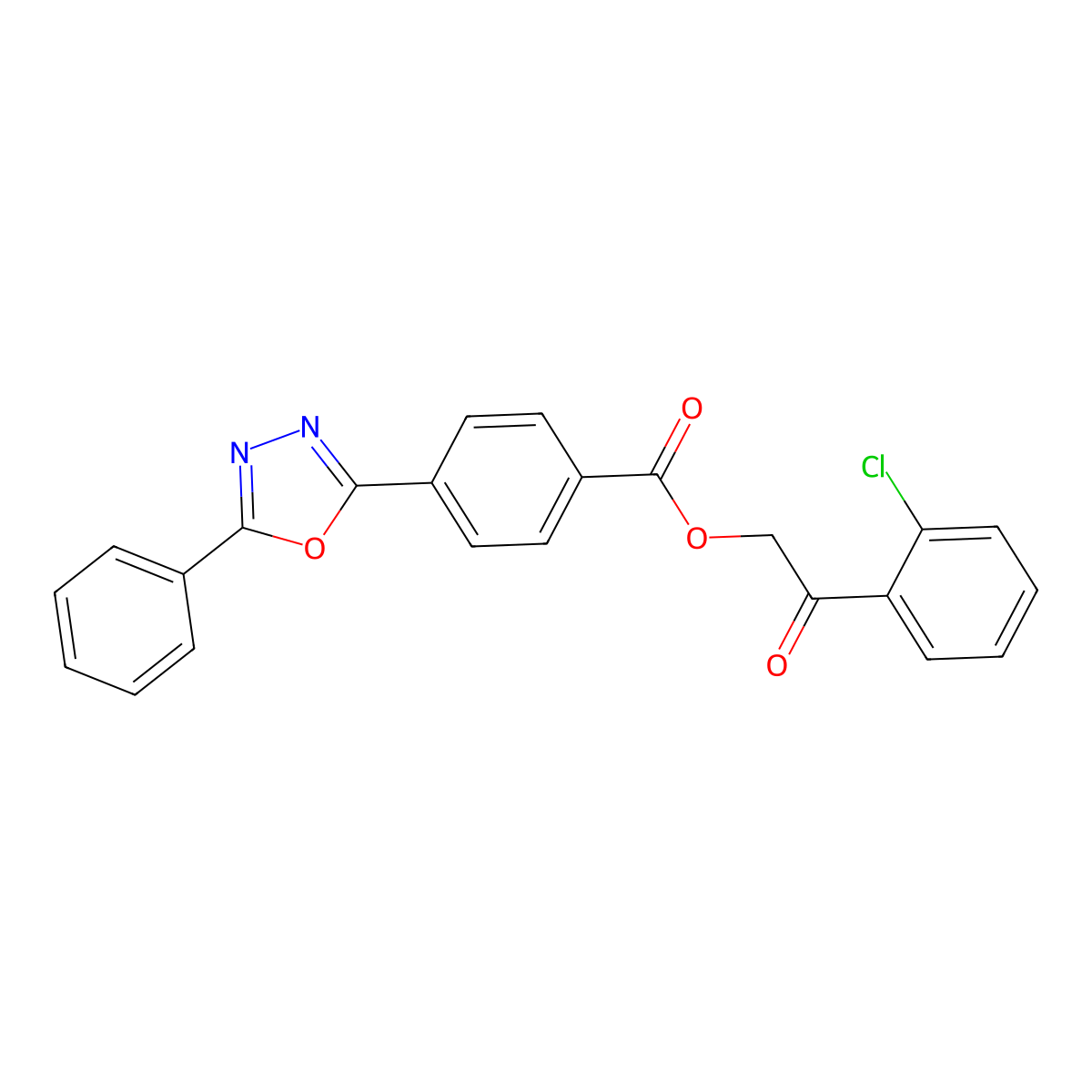 2-(2-Chlorophenyl)-2-oxoethyl 4-(5-phenyl-1,3,4-oxadiazol-2-yl)benzoate molecular structure, CAS 516470-01-2