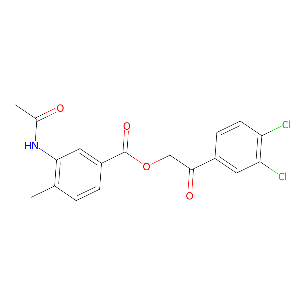 2-(3,4-Dichlorophenyl)-2-oxoethyl 3-(acetylamino)-4-methylbenzoate molecular structure, CAS 516470-21-6