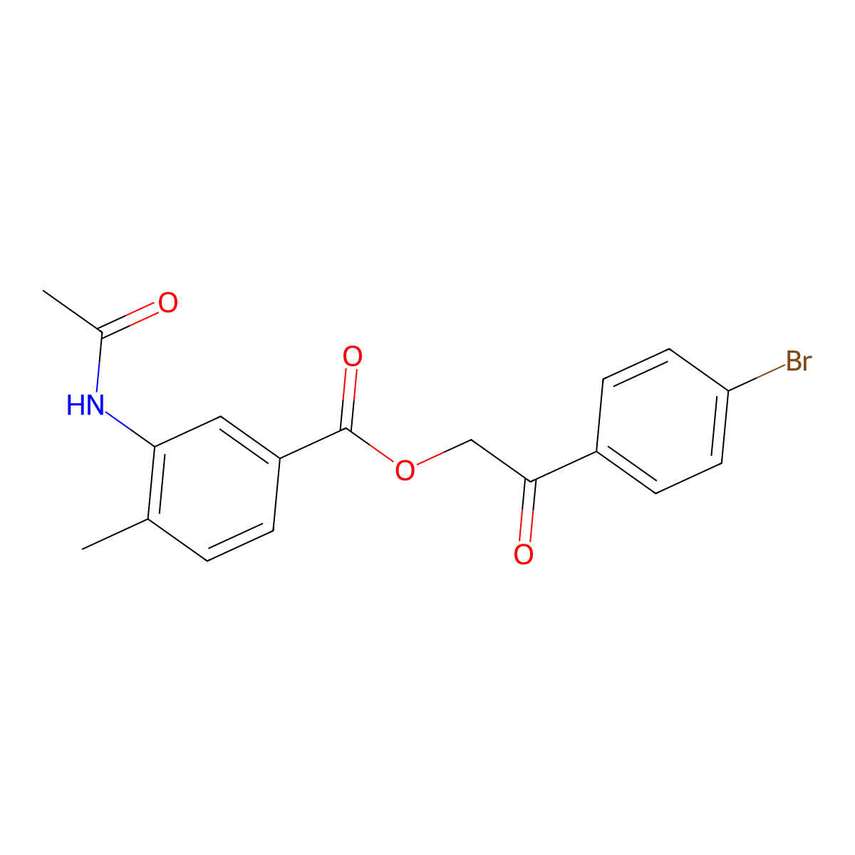 2-(4-Bromophenyl)-2-oxoethyl 3-(acetylamino)-4-methylbenzoate molecular structure, CAS 516470-22-7