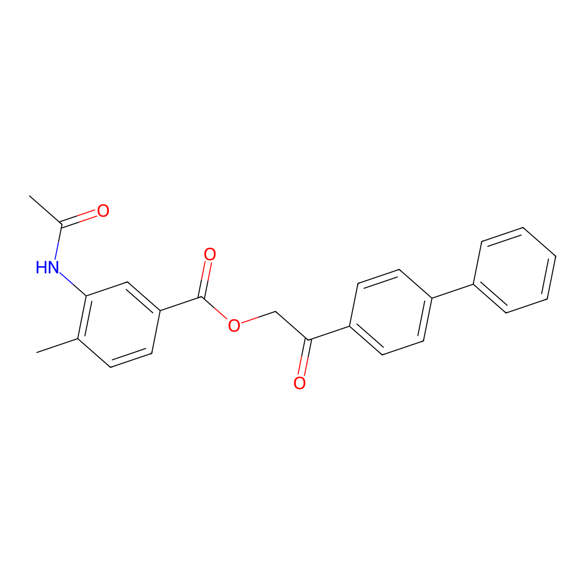 [2-Oxo-2-(4-phenylphenyl)ethyl] 3-acetamido-4-methylbenzoate molecular structure, CAS 516470-23-8