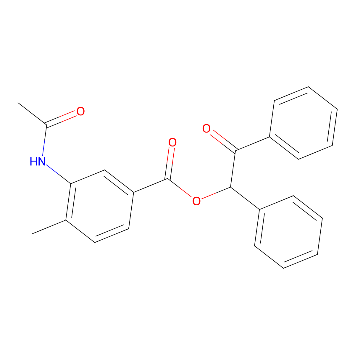 2-Oxo-1,2-diphenylethyl 3-(acetylamino)-4-methylbenzoate molecular structure, CAS 516470-24-9