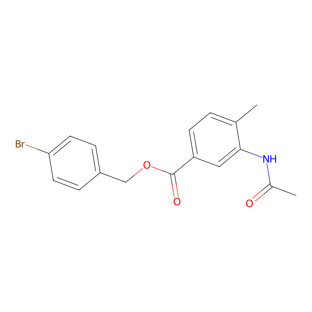 4-Bromobenzyl 3-(acetylamino)-4-methylbenzoate molecular structure, CAS 516470-25-0