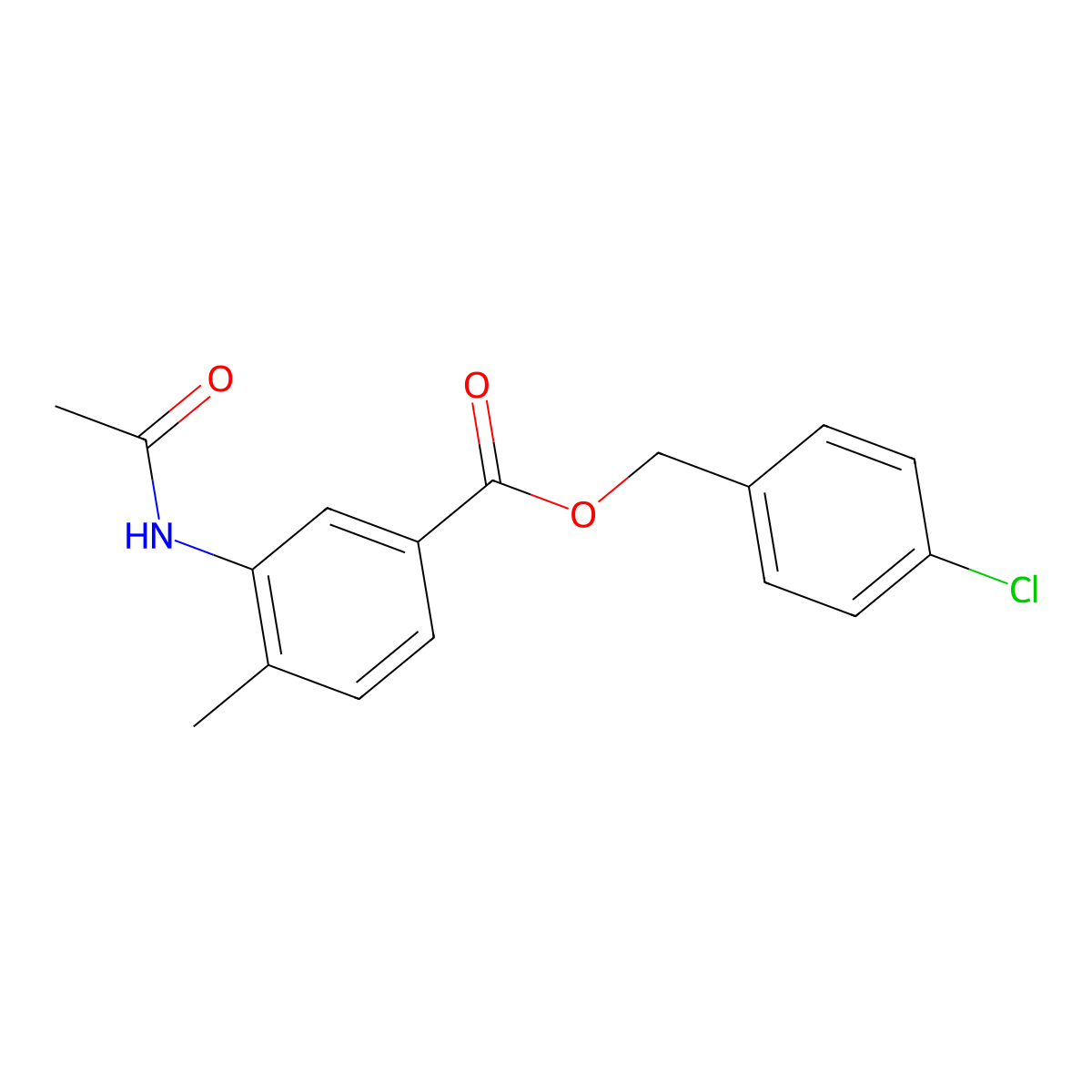 4-Chlorobenzyl 3-(acetylamino)-4-methylbenzoate molecular structure, CAS 516470-26-1