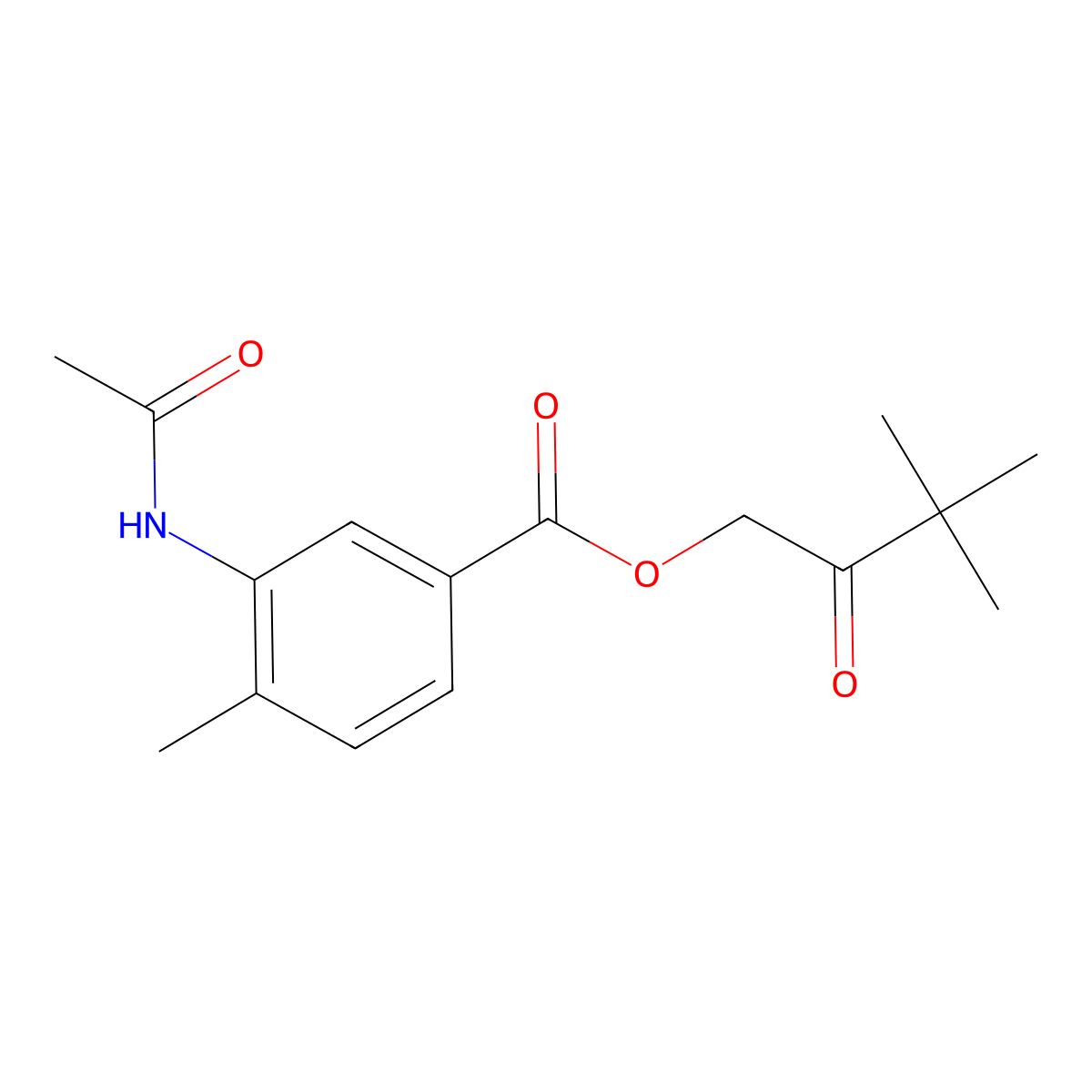 3,3-Dimethyl-2-oxobutyl 3-(acetylamino)-4-methylbenzoate molecular structure, CAS 516470-28-3