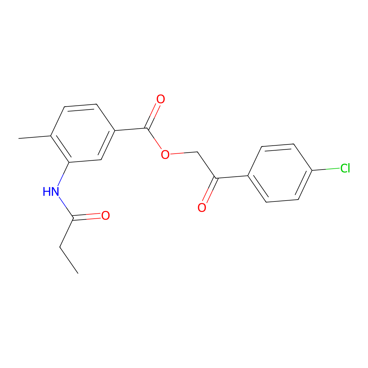 2-(4-Chlorophenyl)-2-oxoethyl 4-methyl-3-(propanoylamino)benzoate molecular structure, CAS 516470-30-7