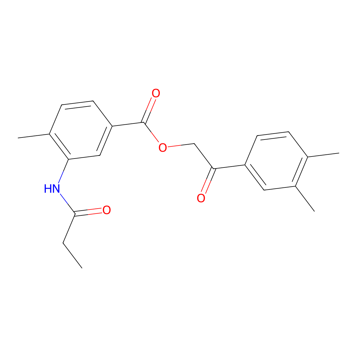 2-(3,4-Dimethylphenyl)-2-oxoethyl 4-methyl-3-(propionylamino)benzoate molecular structure, CAS 516470-31-8
