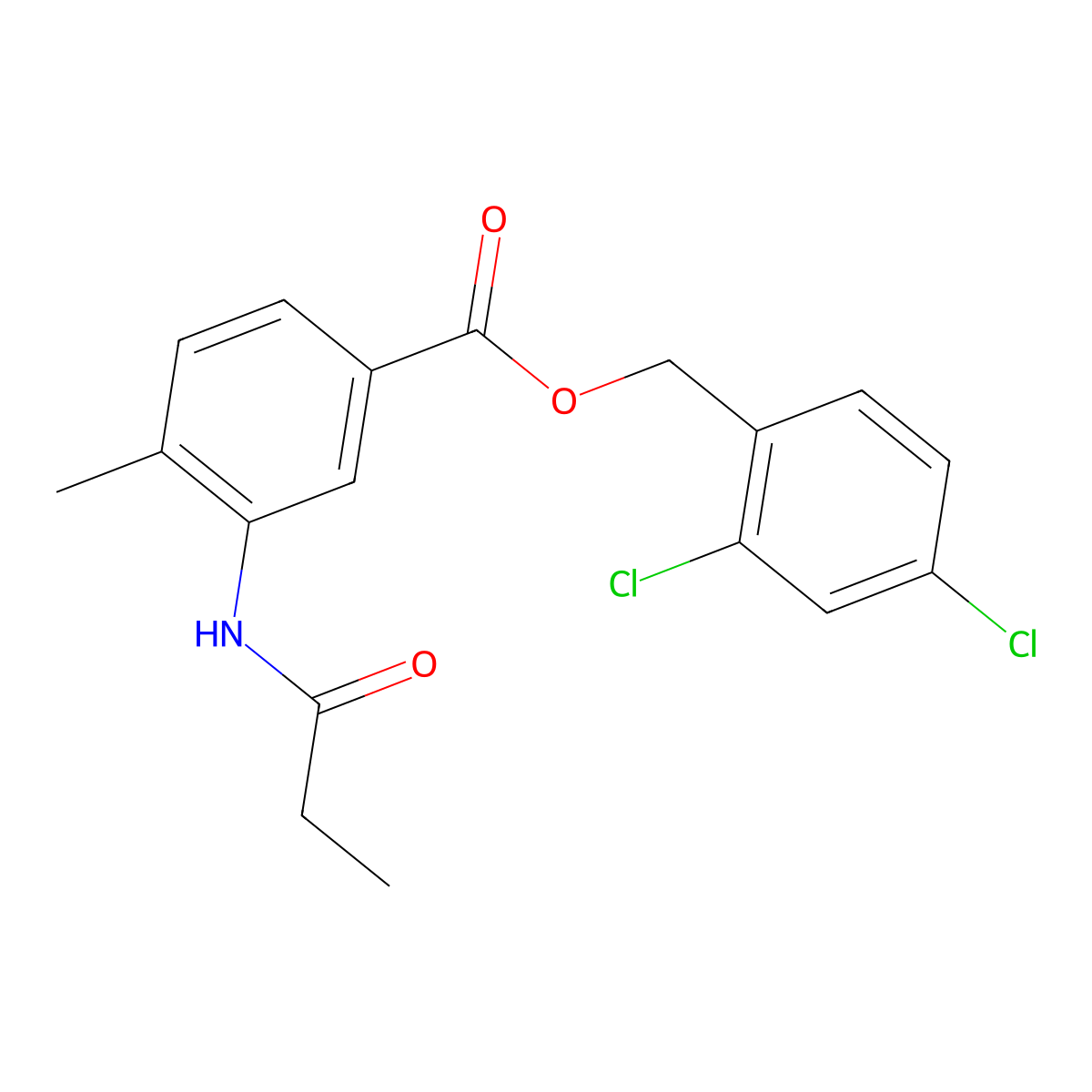 2,4-Dichlorobenzyl 4-methyl-3-(propionylamino)benzoate molecular structure, CAS 516470-33-0