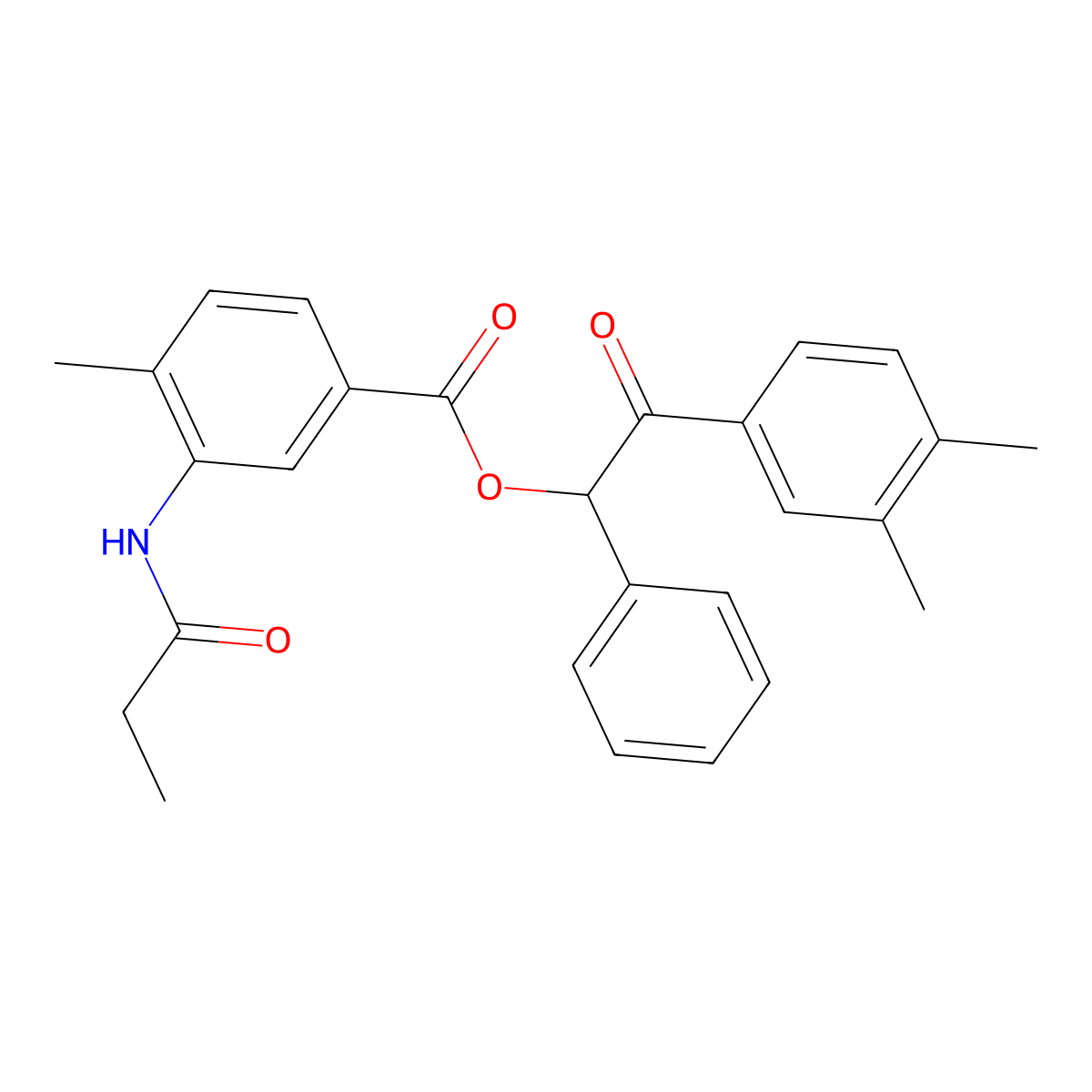 2-(3,4-Dimethylphenyl)-2-oxo-1-phenylethyl 4-methyl-3-(propanoylamino)benzoate molecular structure, CAS 516470-34-1