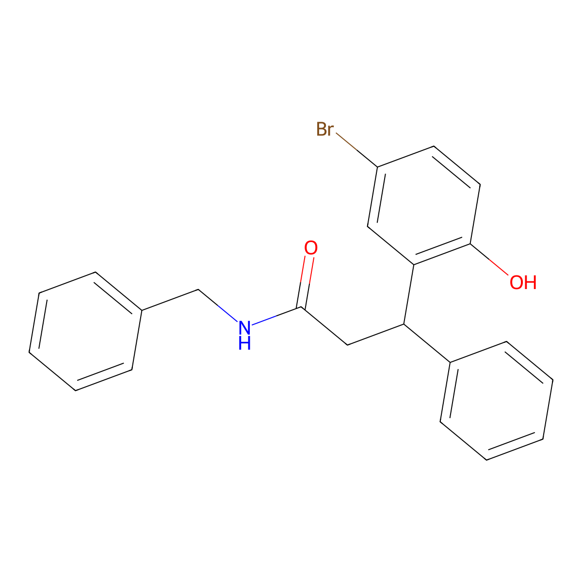 N-benzyl-3-(5-bromo-2-hydroxyphenyl)-3-phenylpropanamide molecular structure, CAS 516470-51-2