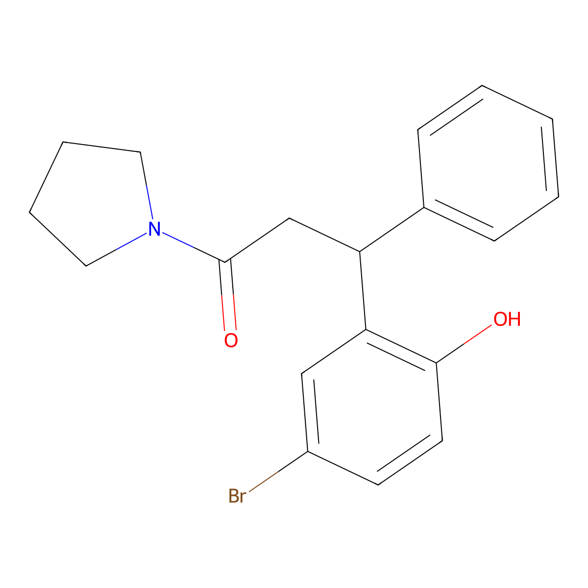 3-(5-Bromo-2-hydroxyphenyl)-3-phenyl-1-pyrrolidin-1-ylpropan-1-one molecular structure, CAS 516470-72-7