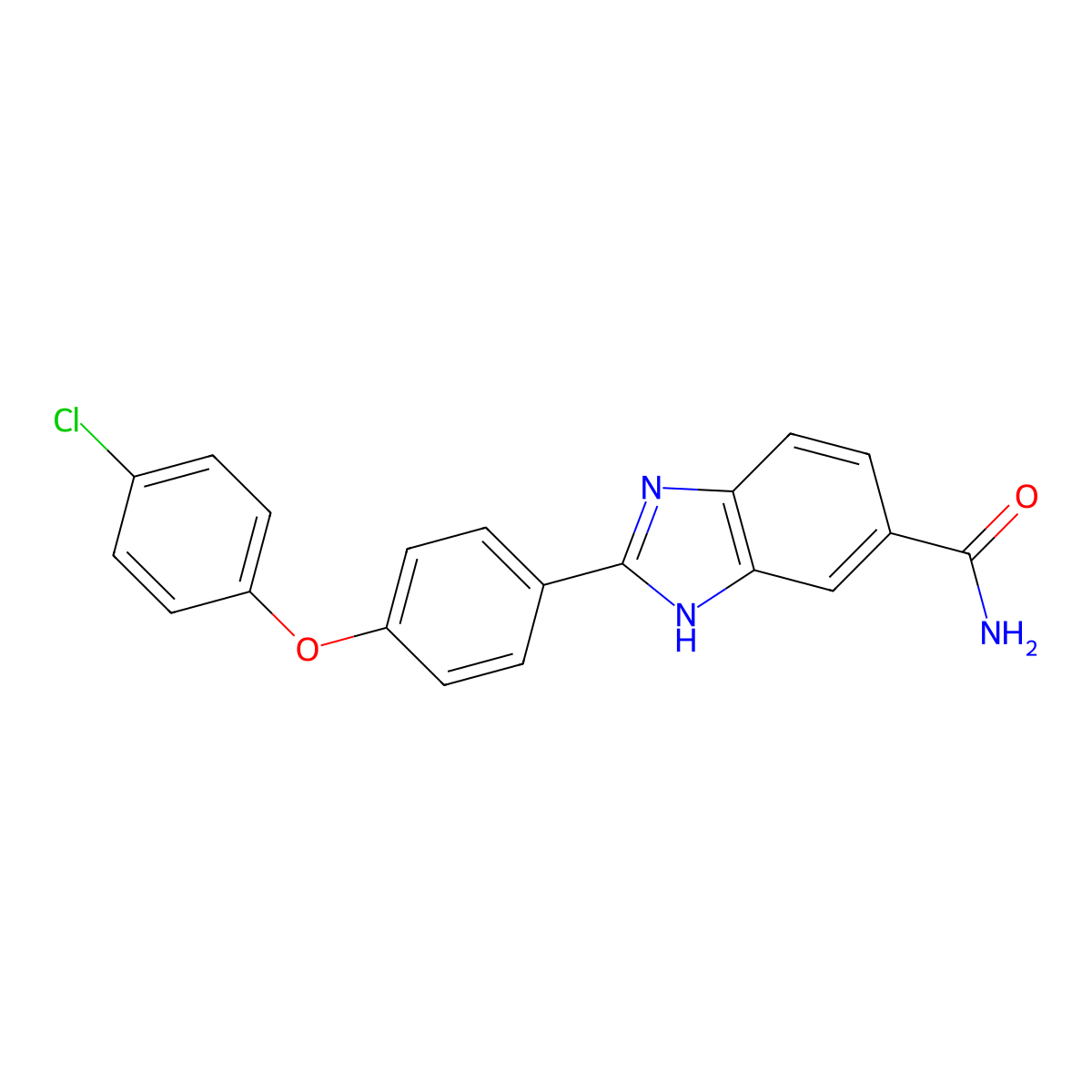 2-(4-(4-chlorophenoxy)phenyl)-1H-benzimidazole-5-carboxamide molecular structure, CAS 516480-79-8