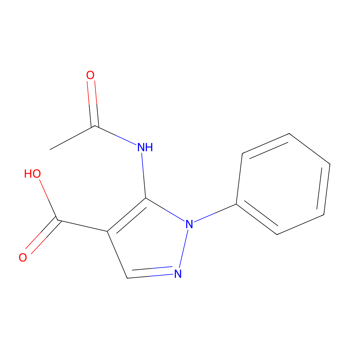 5-(Acetylamino)-1-phenyl-1H-pyrazole-4-carboxylic acid molecular structure, CAS 51649-69-5