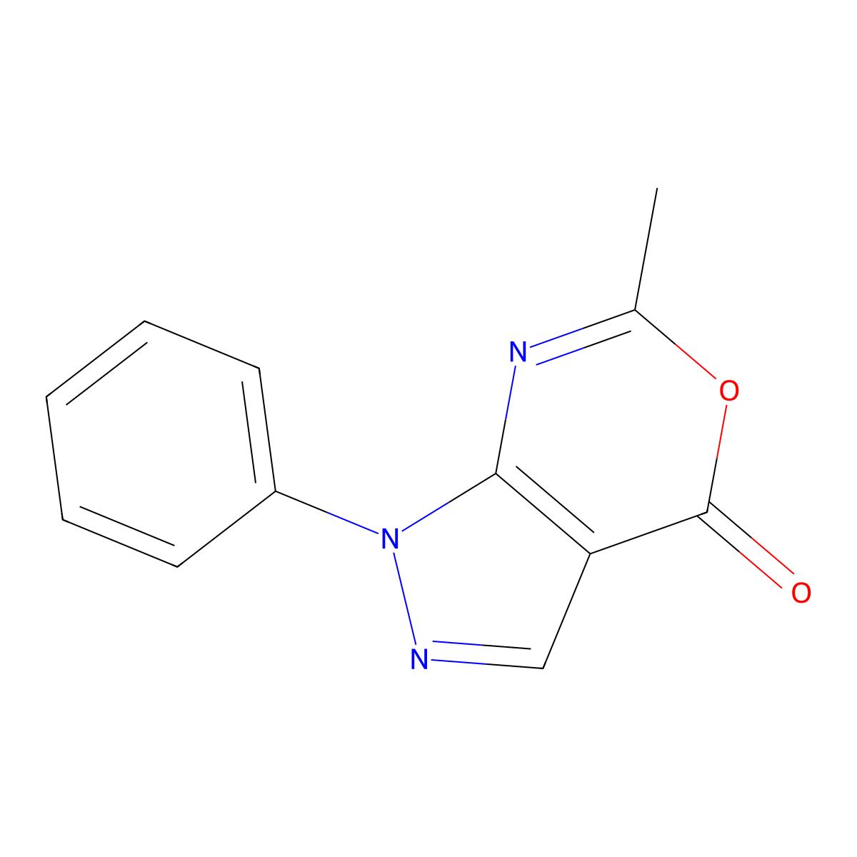 6-Methyl-1-phenylpyrazolo[3,4-d][1,3]oxazin-4(1H)-one molecular structure, CAS 51649-70-8