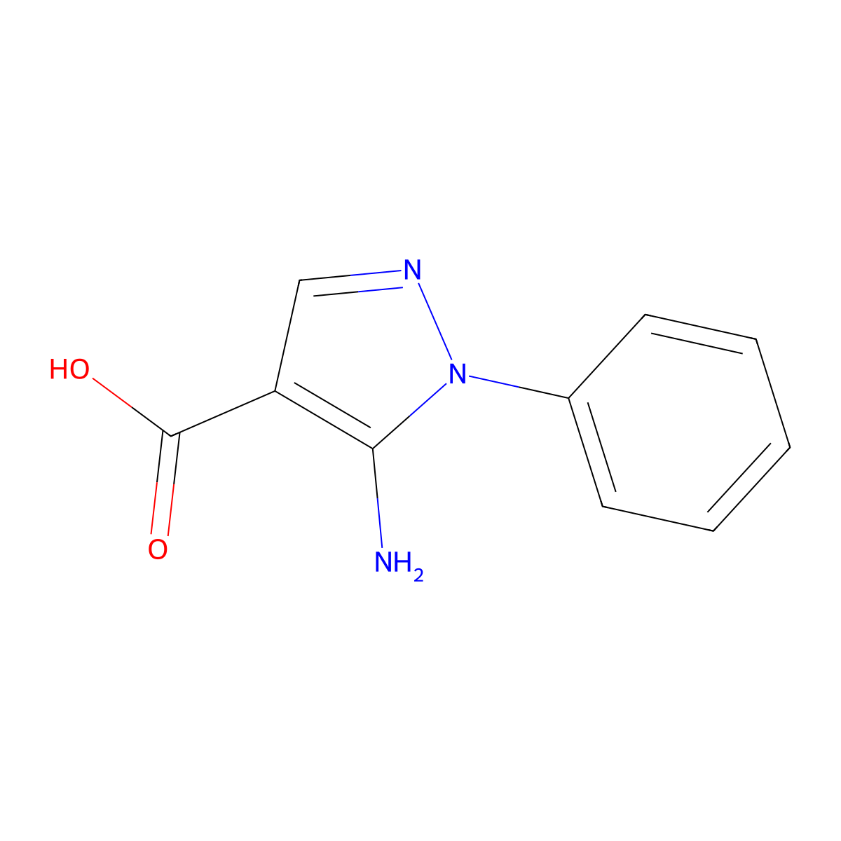5-amino-1-phenyl-1H-pyrazole-4-carboxylic acid molecular structure, CAS 51649-80-0